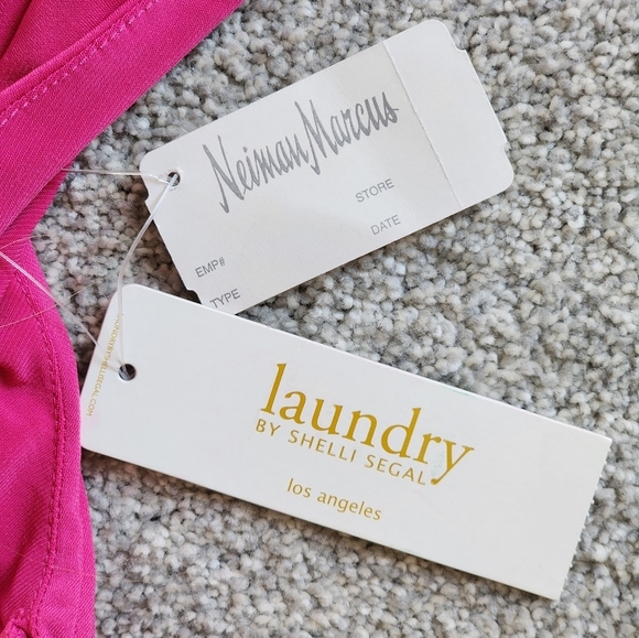 NWT Laundry By Shelli Segal Deep Neo Pink One Shoulder Blouse Top - Picture 7 of 7